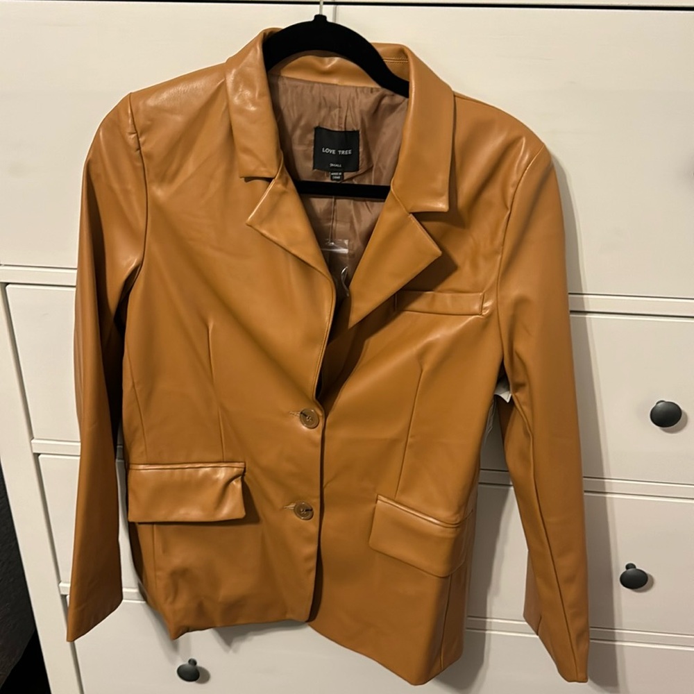 Faux leather blazer
